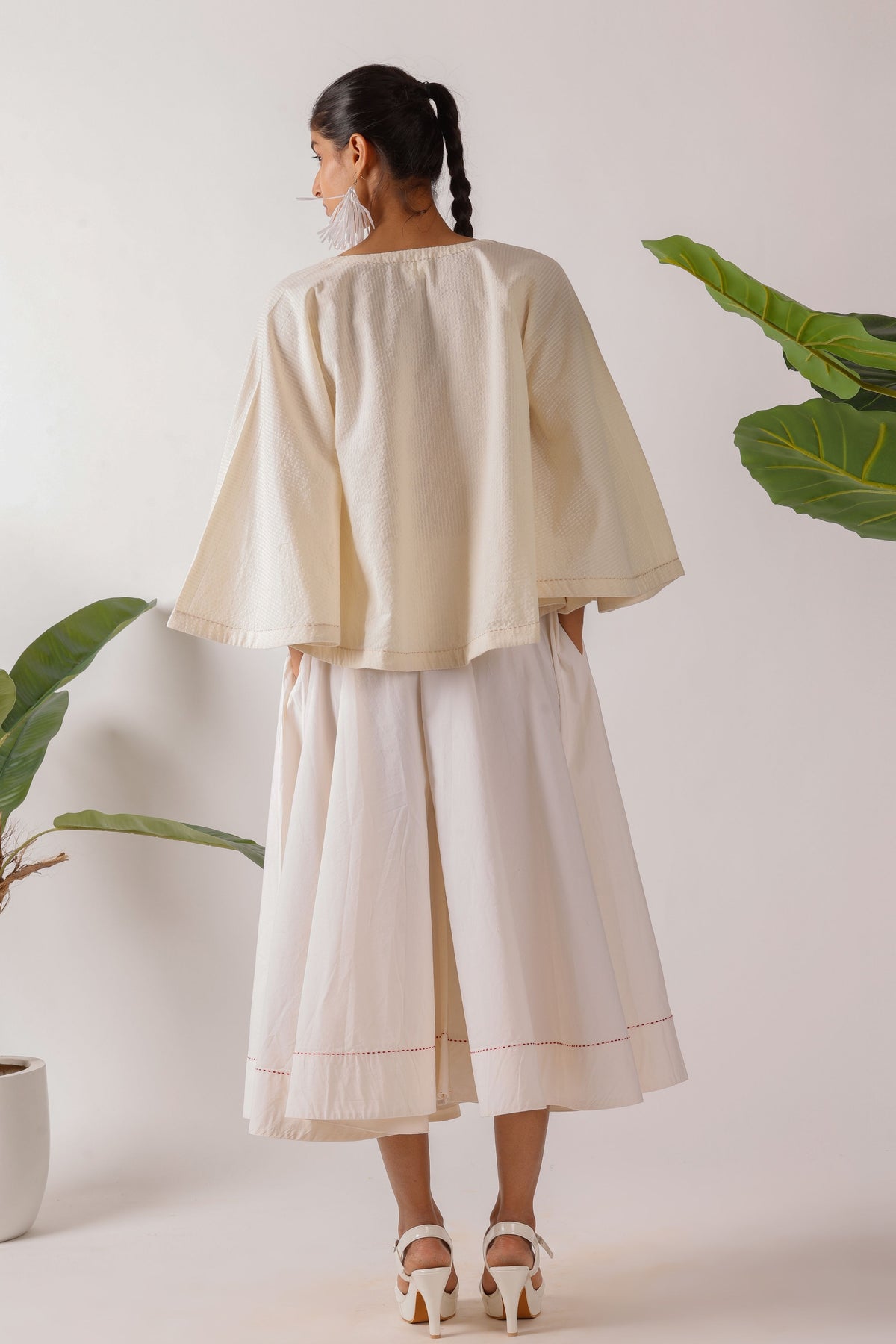 Cream Cotton Seersucker Co-ord Set
