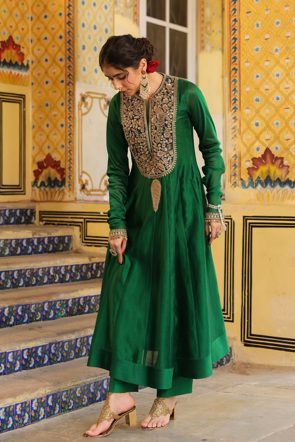 Ahista Green Kalidaar Set