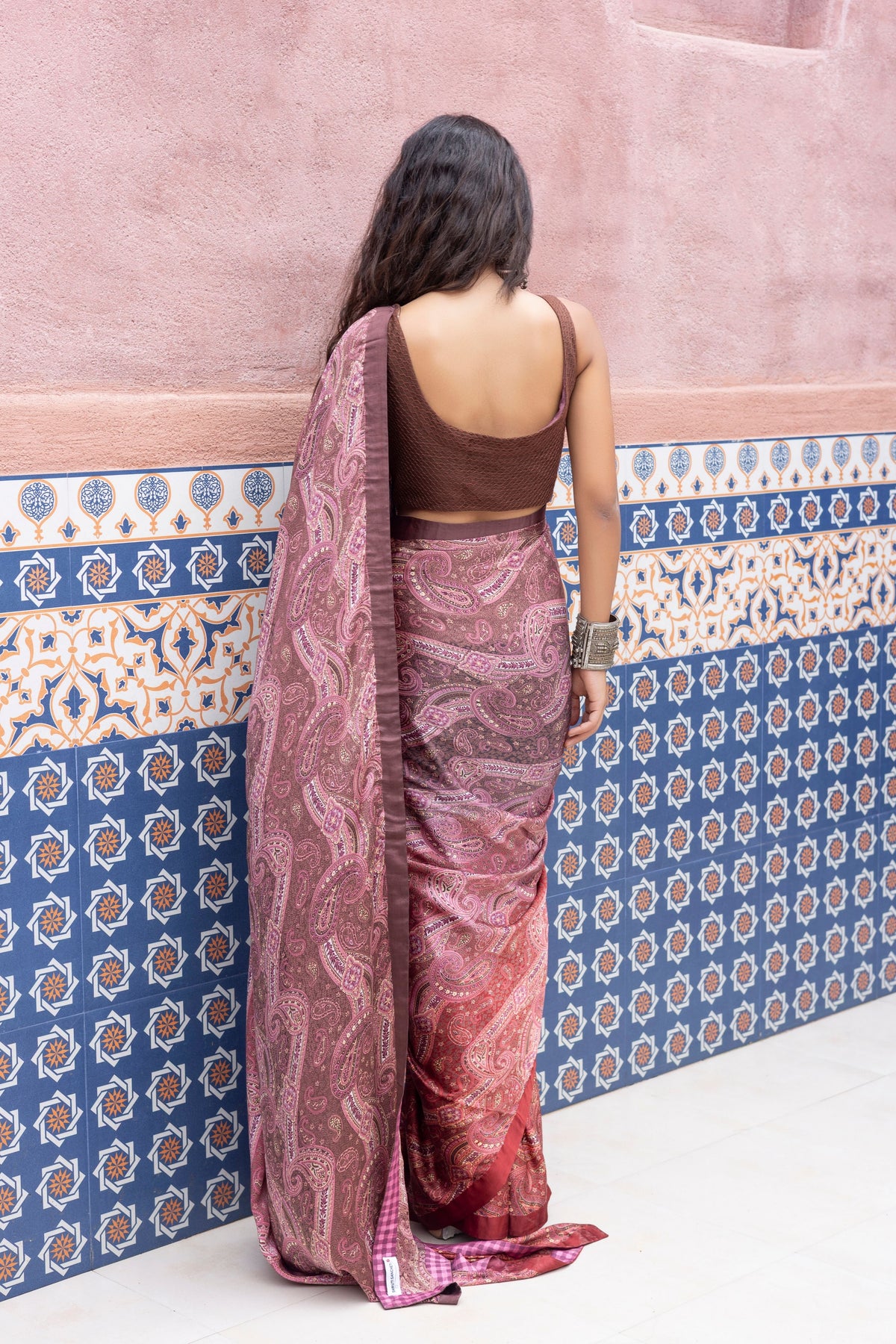Pink Ombre Saree Set