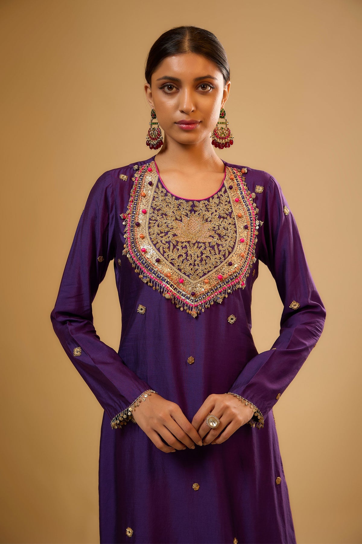 Lotus Yoke Purple Kurta Set