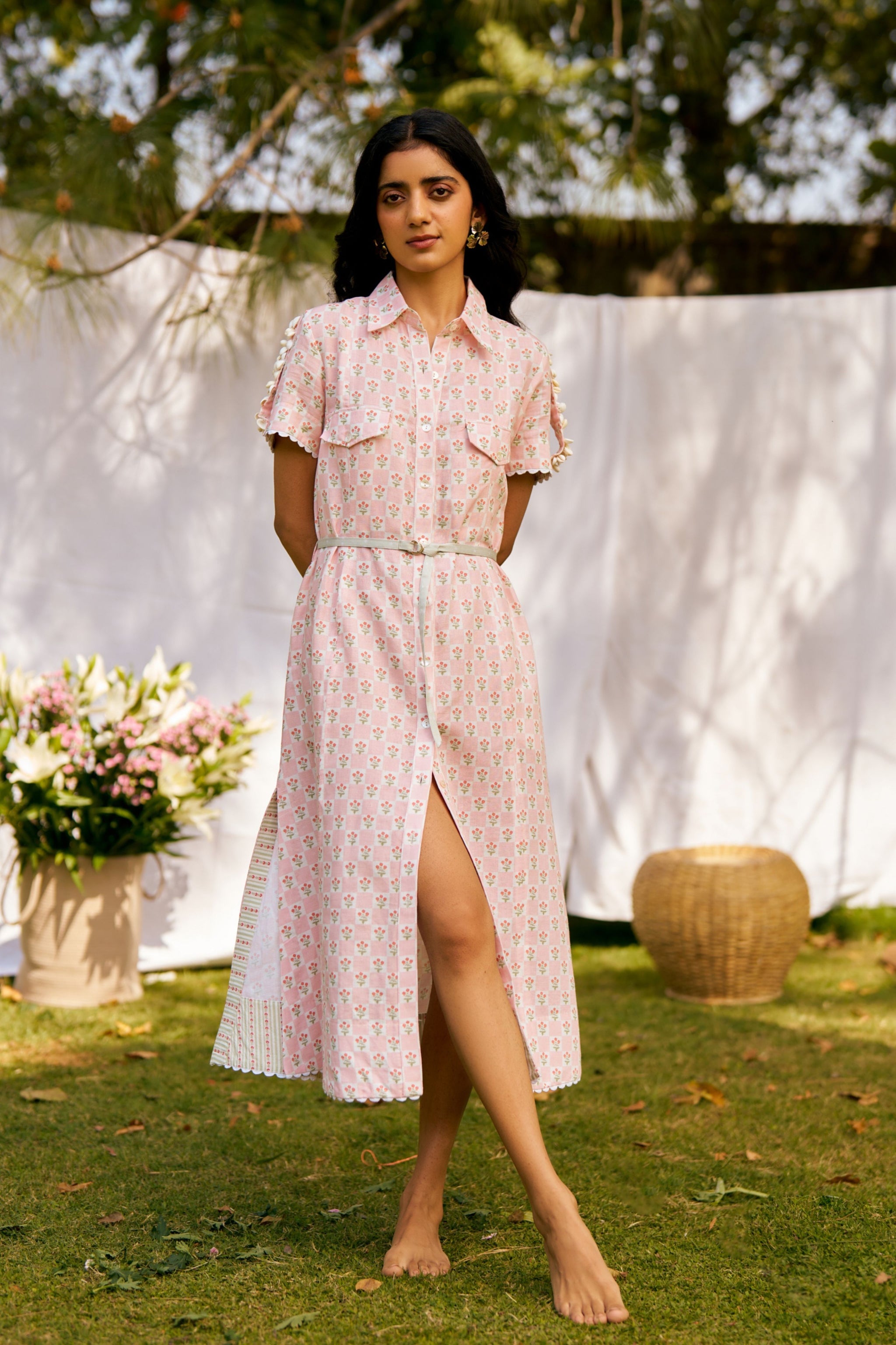 dusty rose shirt dress Dusty Rose Belted Shirt Dress