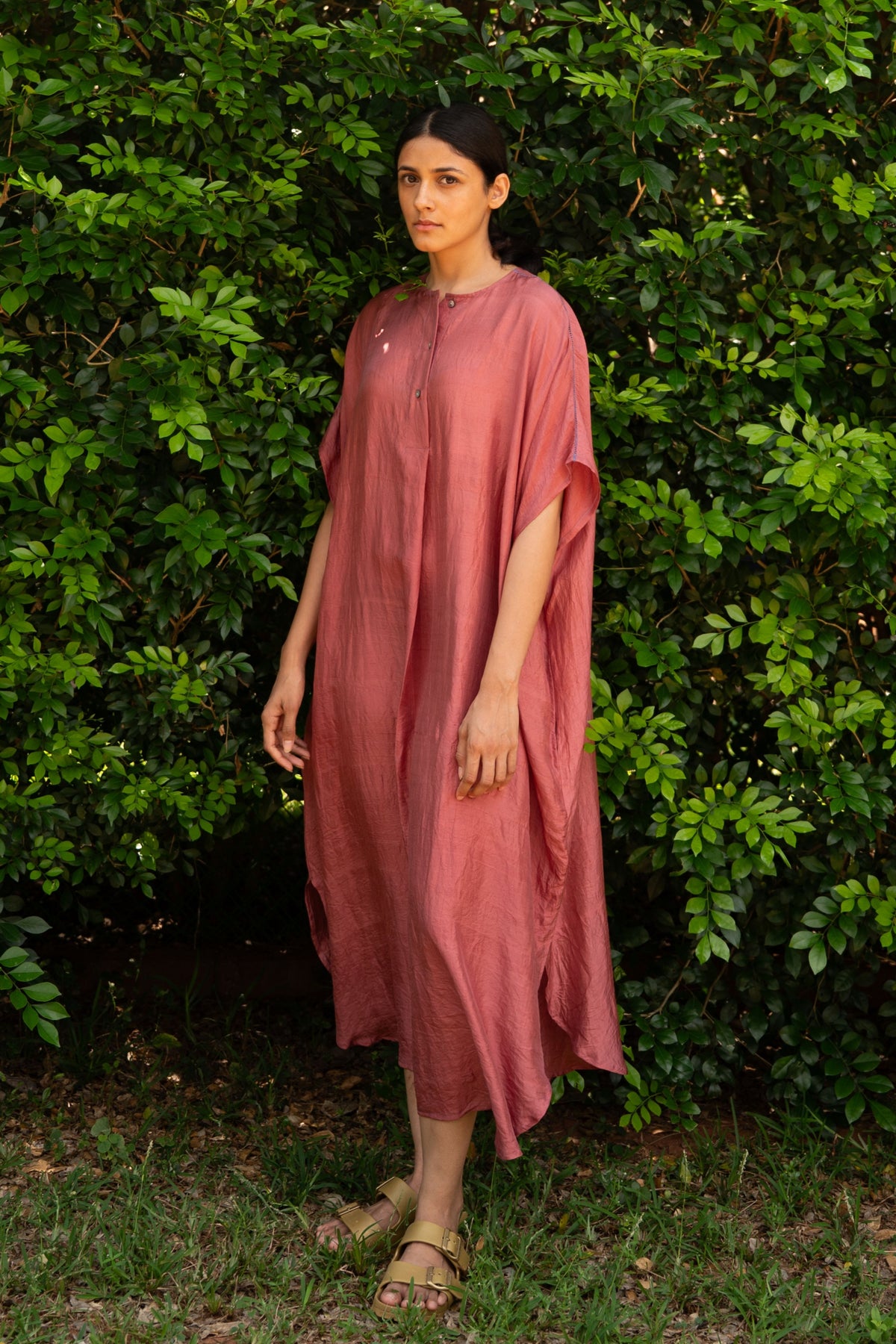 Old Rose Pleated Kaftan