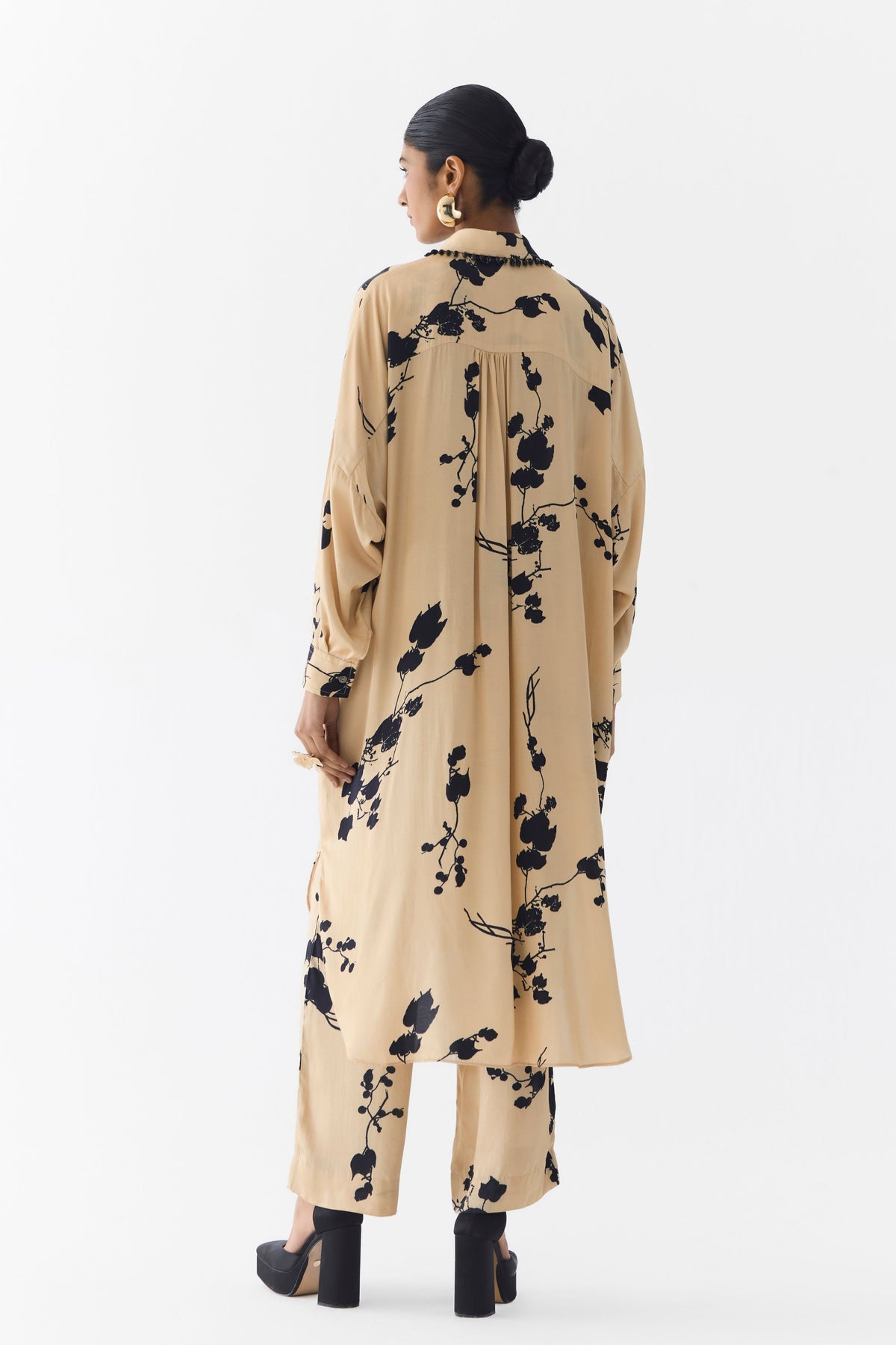 Cream Sakura  Kurta Shirt & Pants