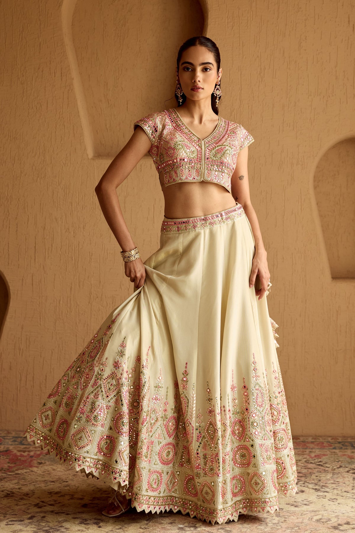 Ivory Tissue Lehenga Set