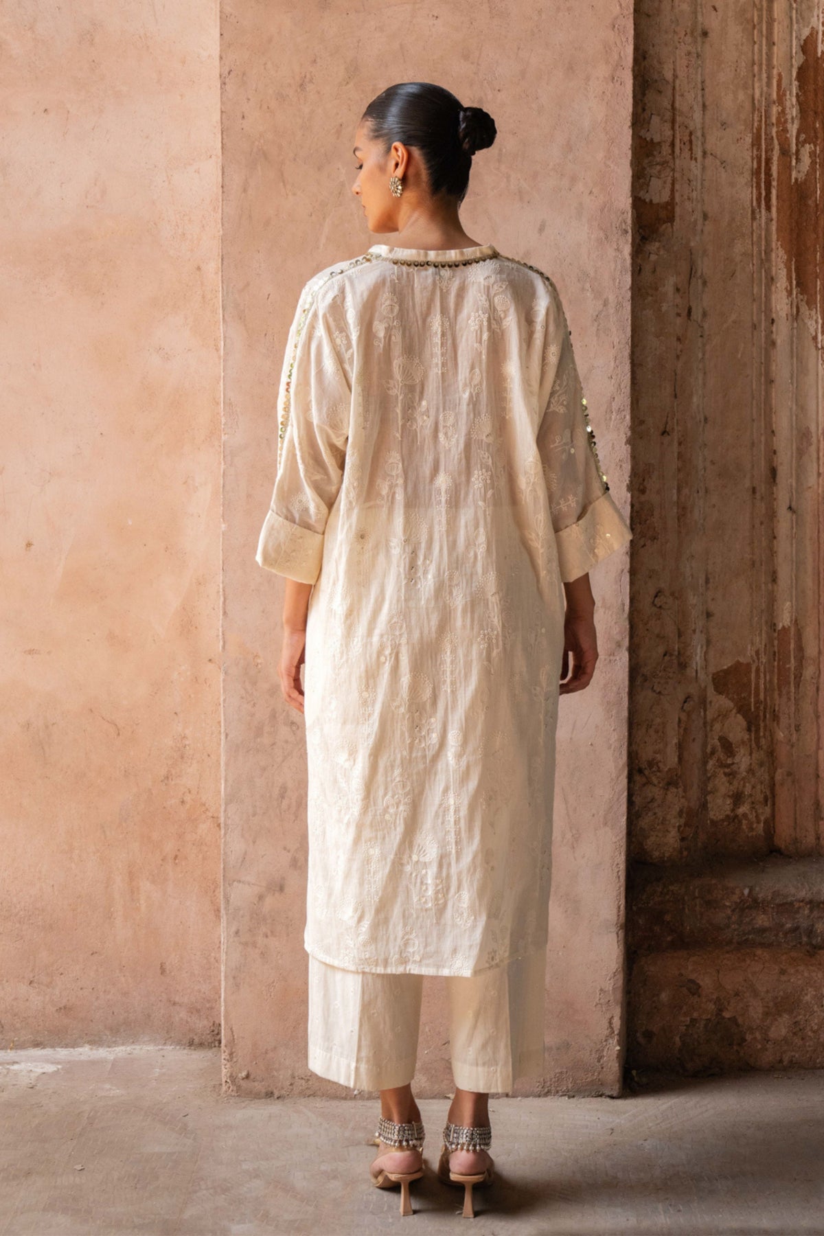 Off White Sunflower Kurta Set