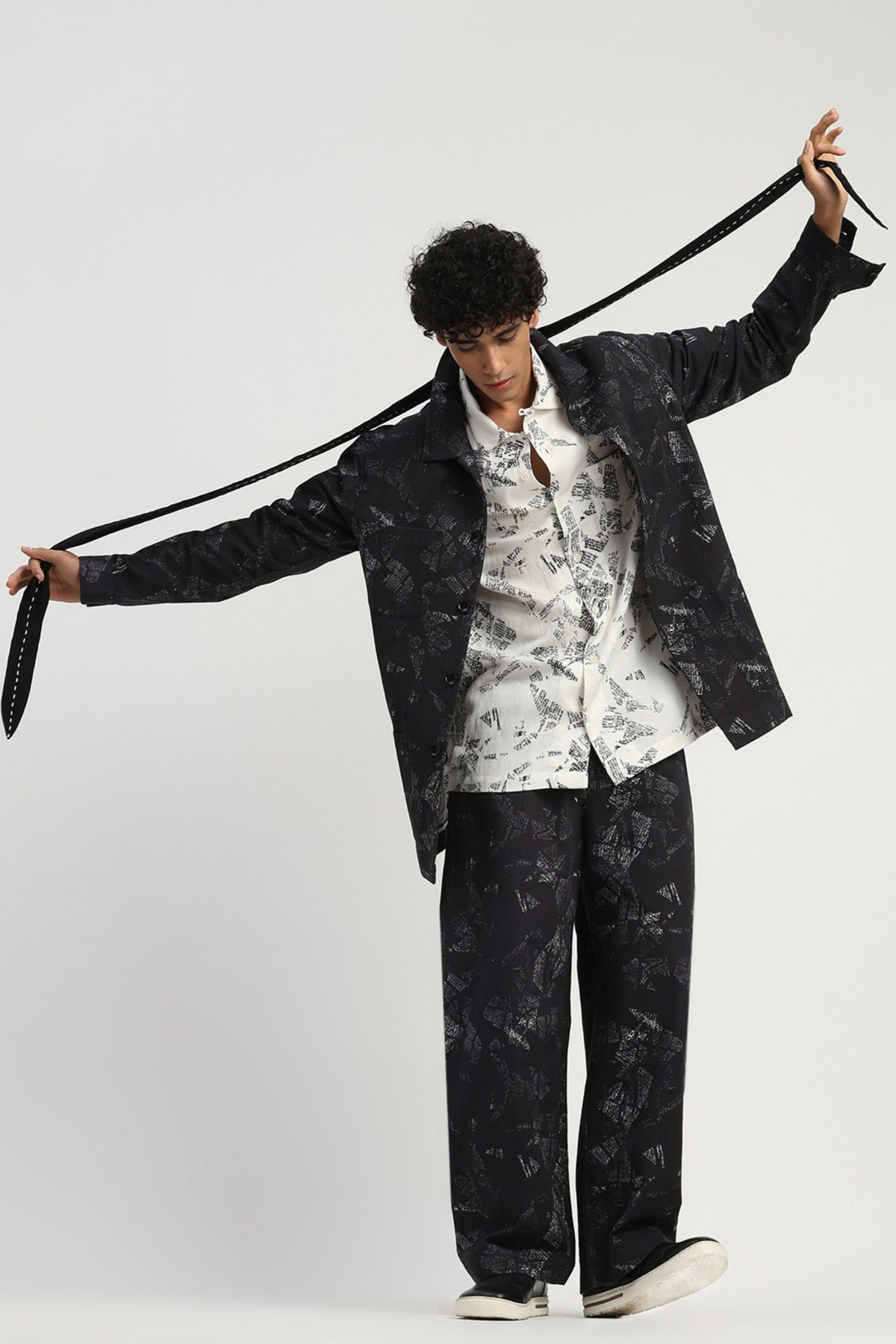 News Print Shirt Jacket