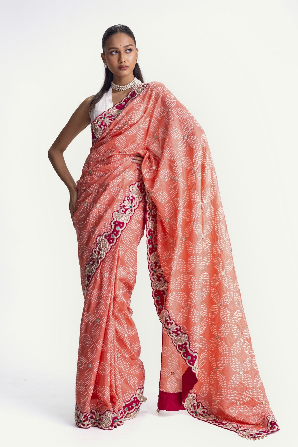 Peach Pearl Saree