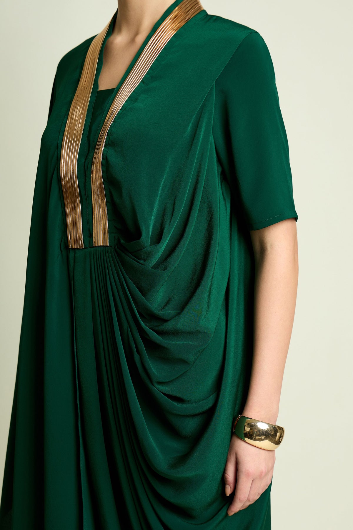 Metallic Draped Tunic Set