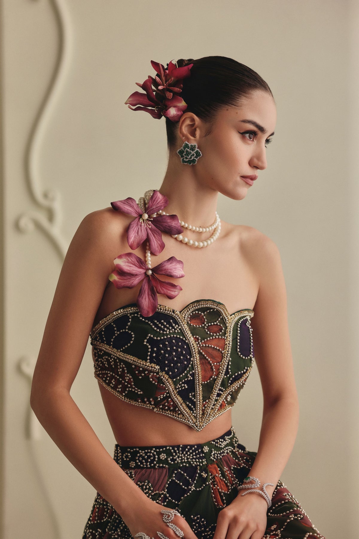 Olive Green Skirt Set