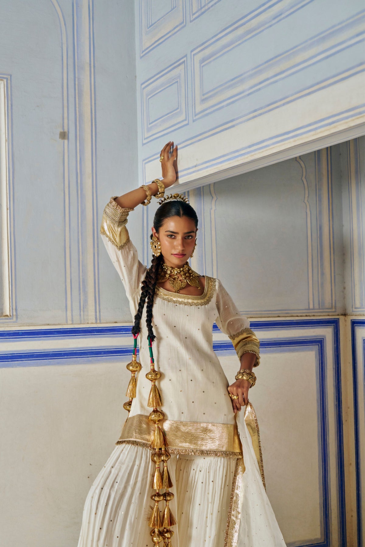 Ivory Straight Sharara Set