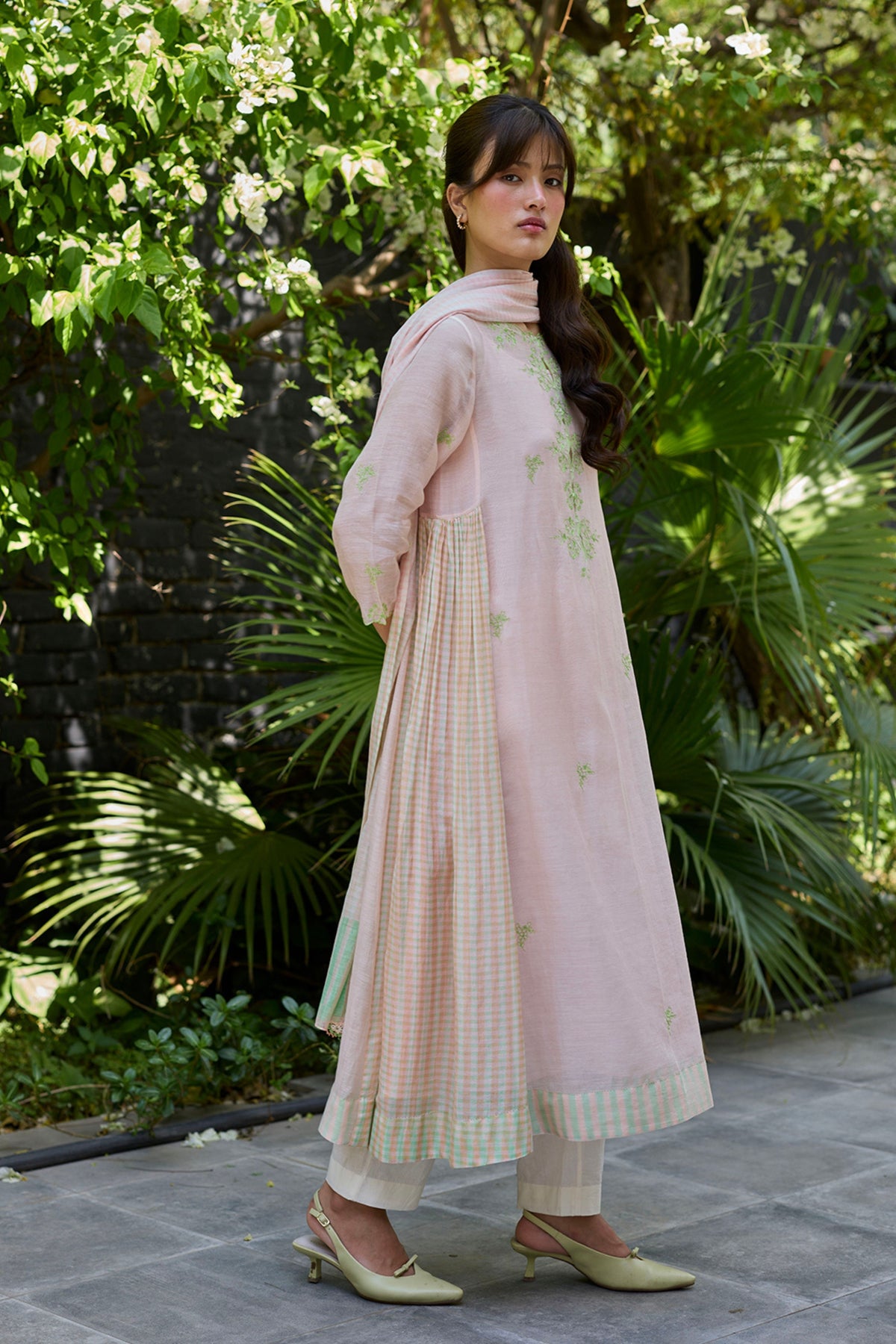 Thread & Bloom Pink Embroidered Kurta Set