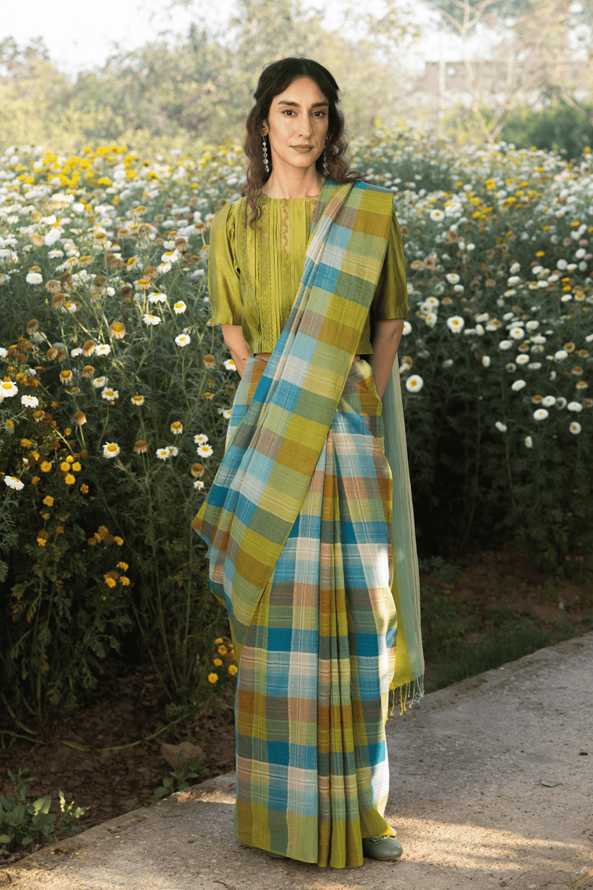 Entwined Checkered Saree