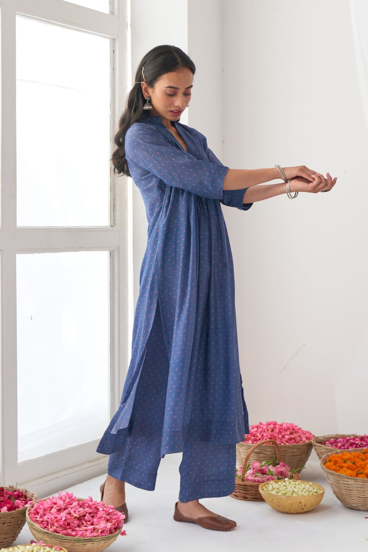 Blue Peony Kurta Set
