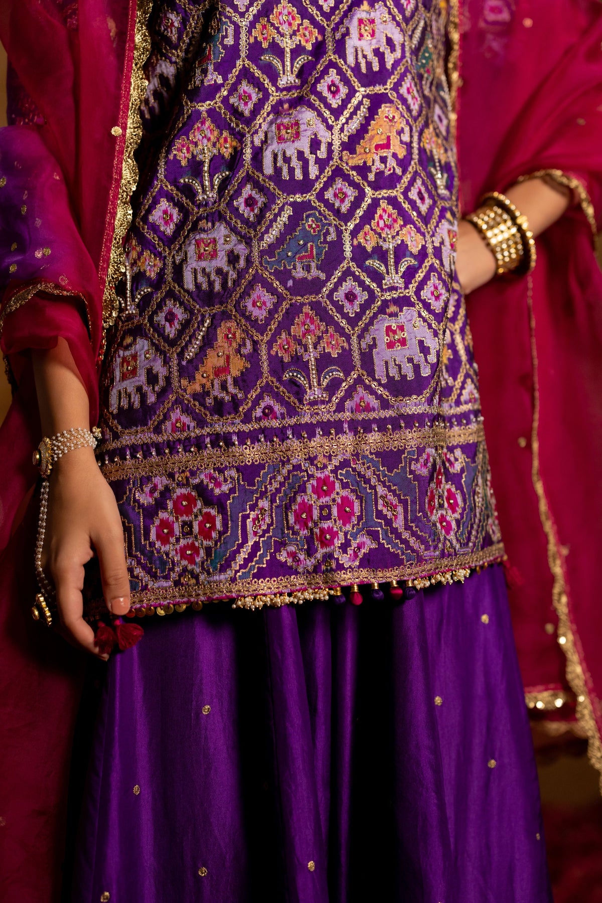 Purple Patola Sharara Set