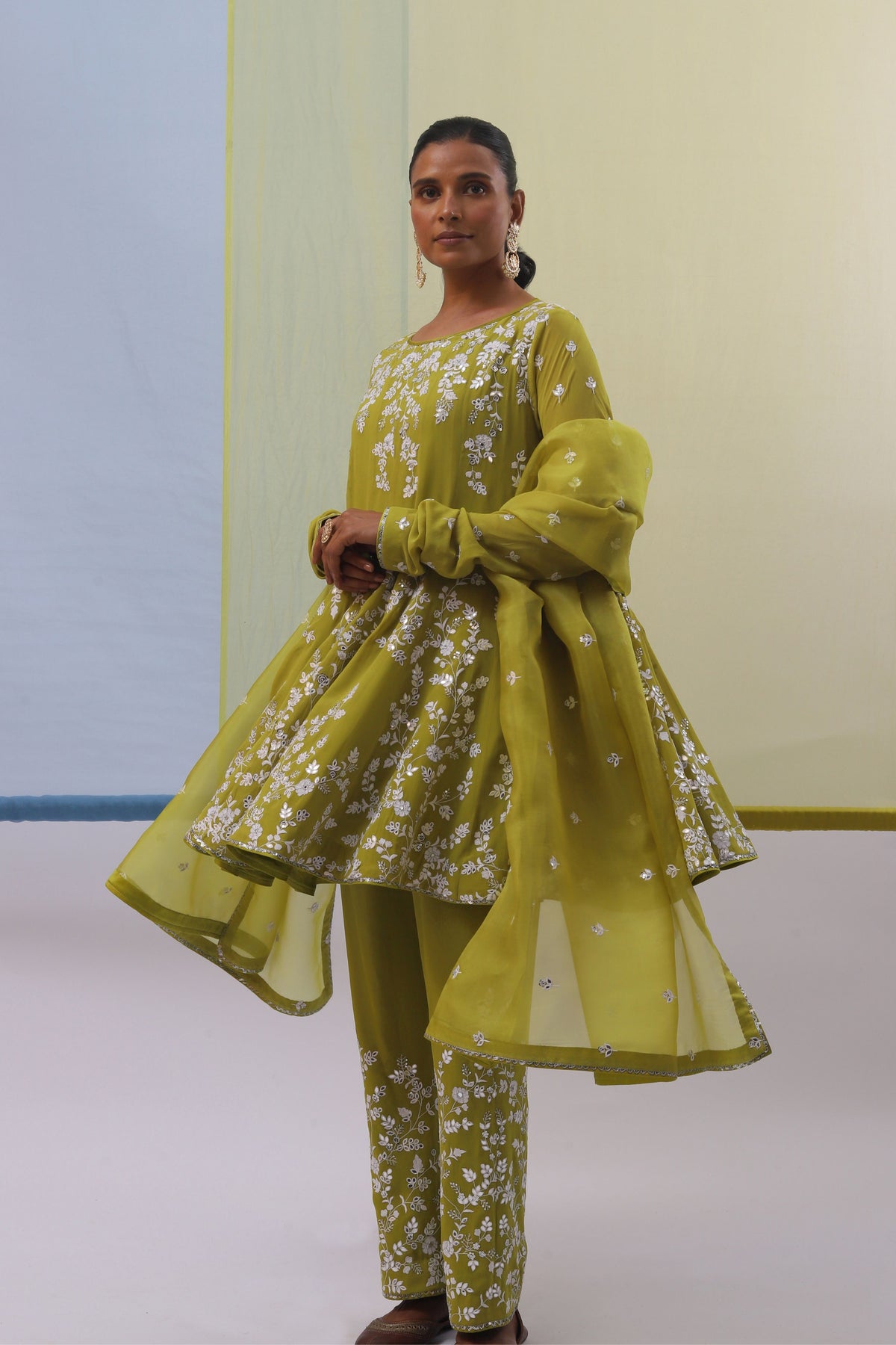 Green Rooh Short Anarkali Set