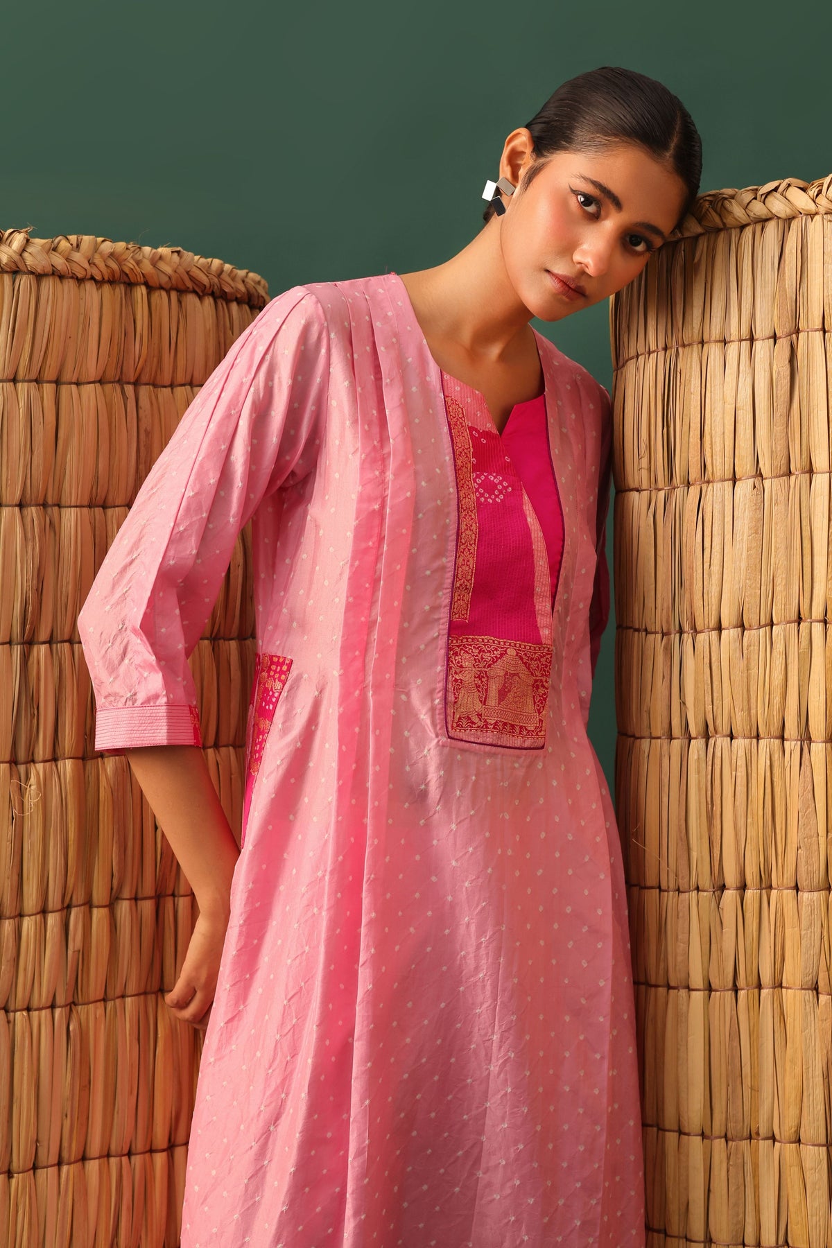 Pink Bandhani Kurta Set