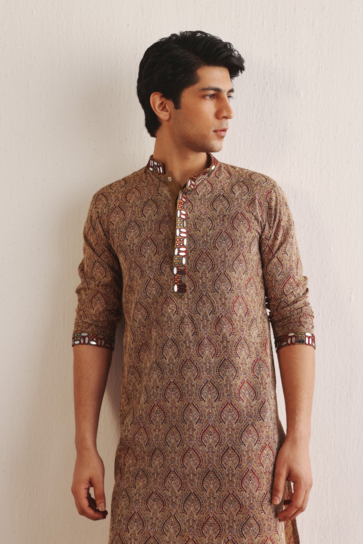 Ajrakh Kantha Work Kurta Set