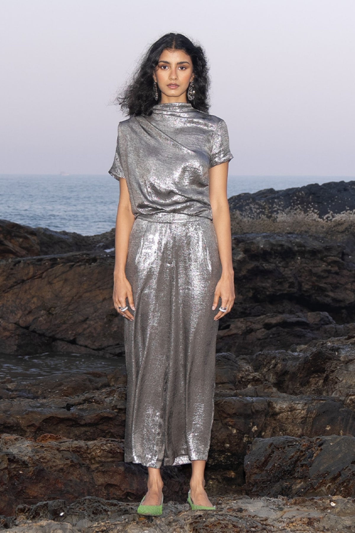 Draped Lame Co-ord Set