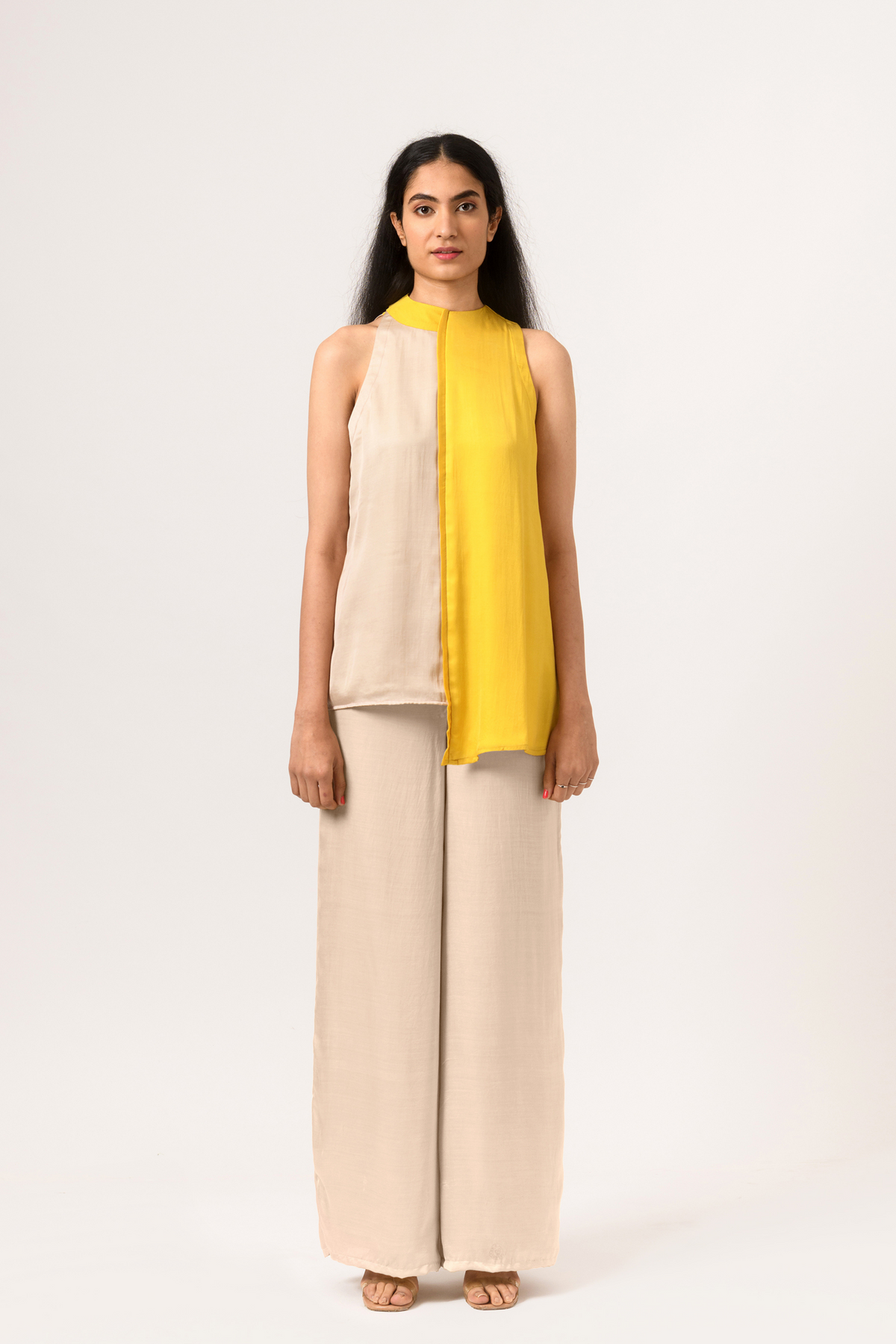 Ecru yellow halter neck top