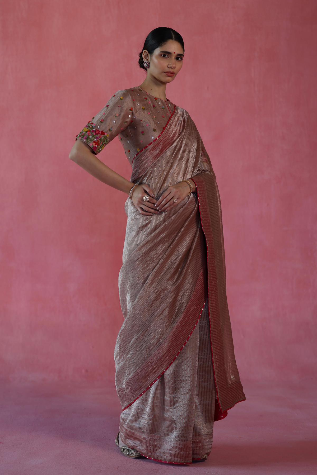 Beige Ghevar Saree