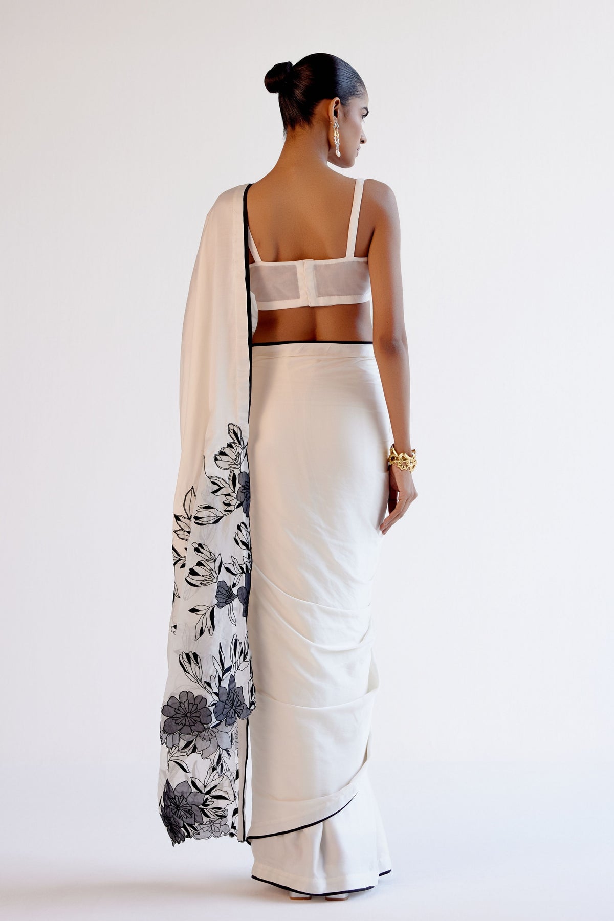 Ivory Modal Satin Saree Set