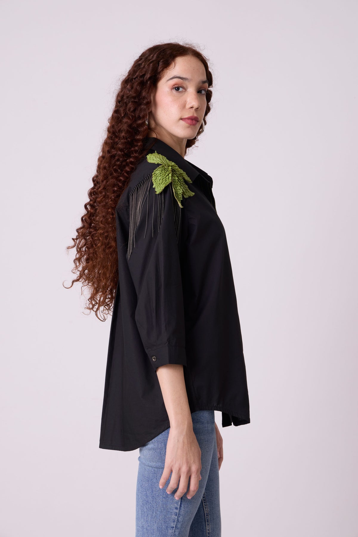 Jules Applique Black Shirt