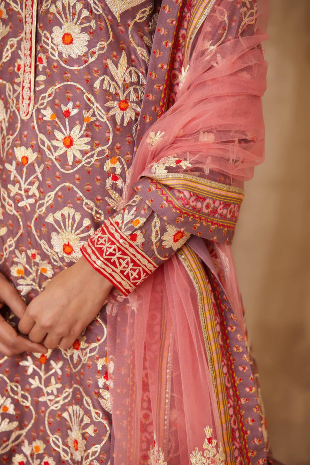 Lavender kurti lehenga set