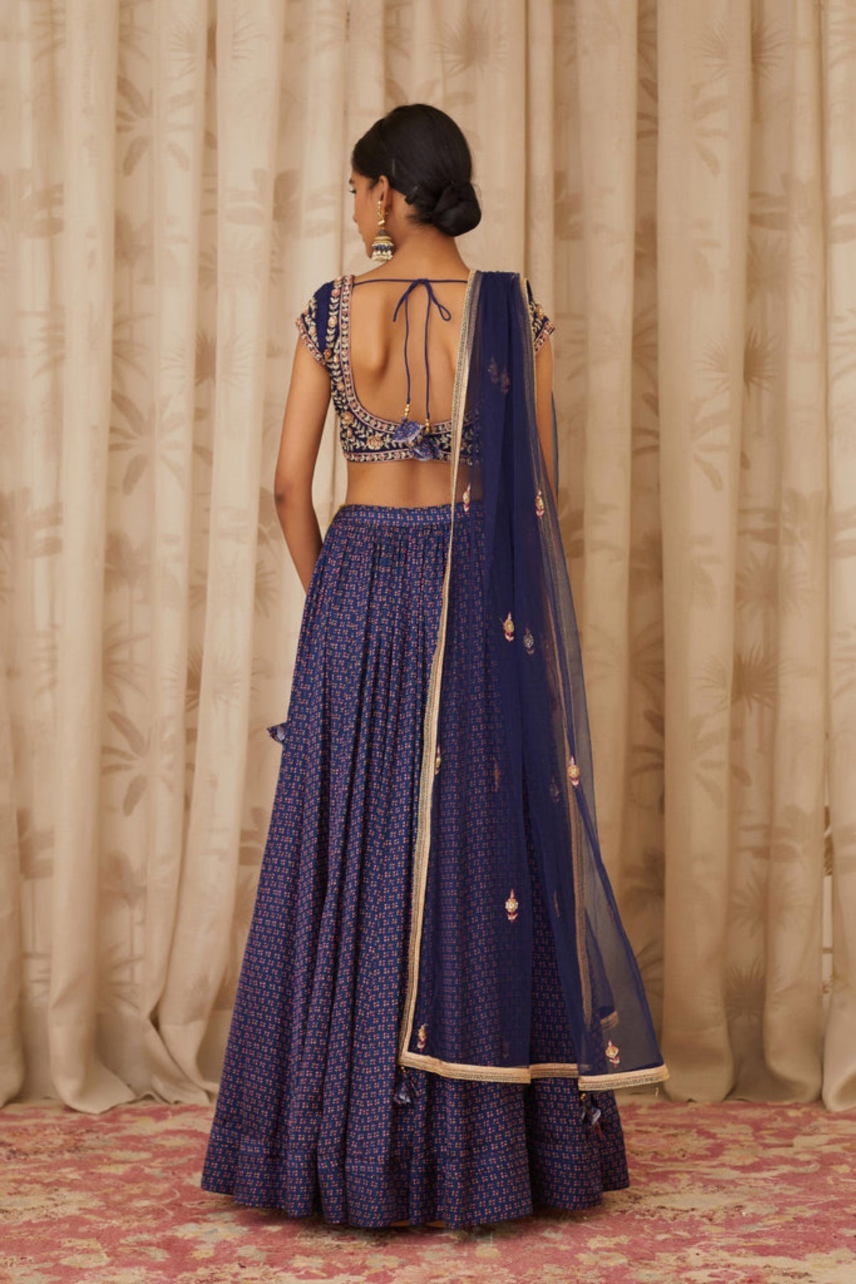 Blue zardozi lehenga set