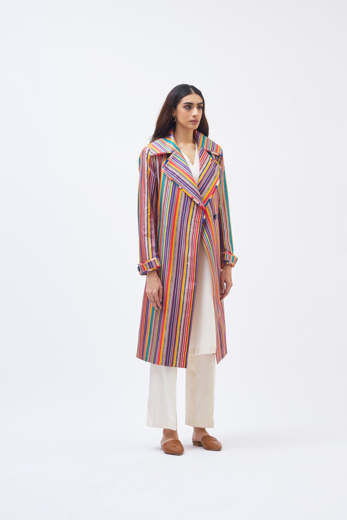 Charley Stripe Technicolour Trench Jacket