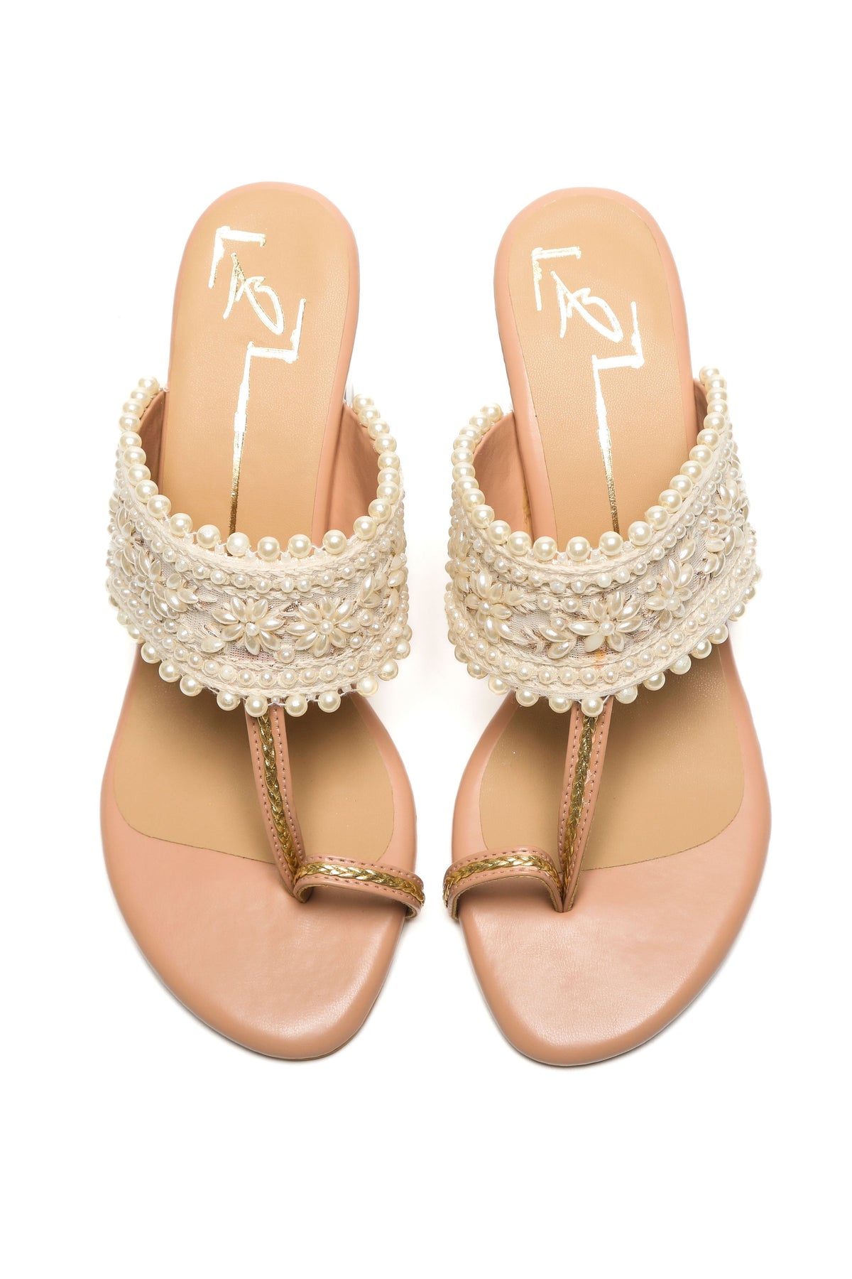 Pearl Embroidered Kolhapuri Heels