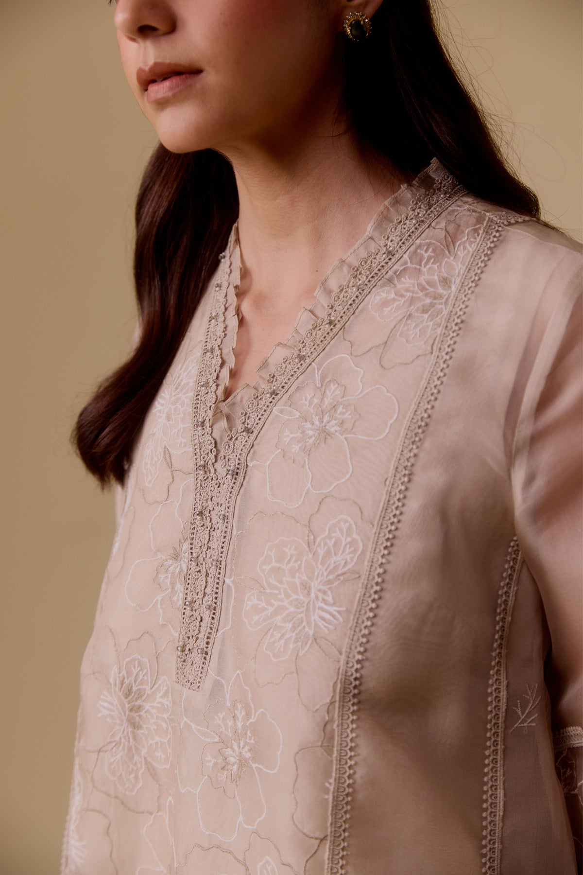 Farida Beige Kurta Set