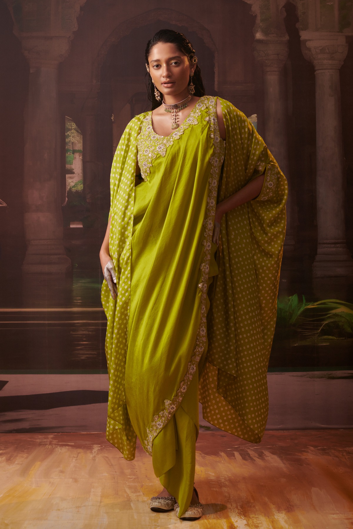 Rimjhim Bandhani Cape Set