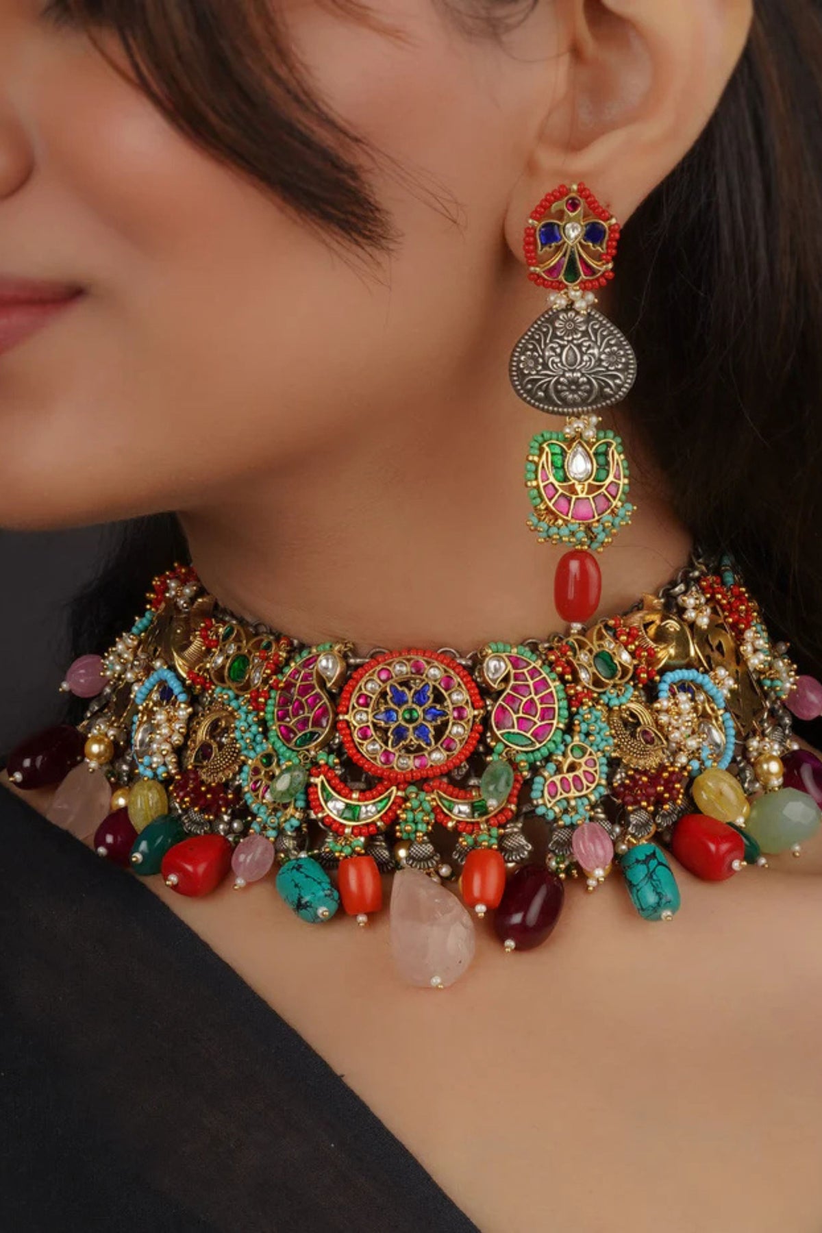 Multicolor Tribal Necklace Set