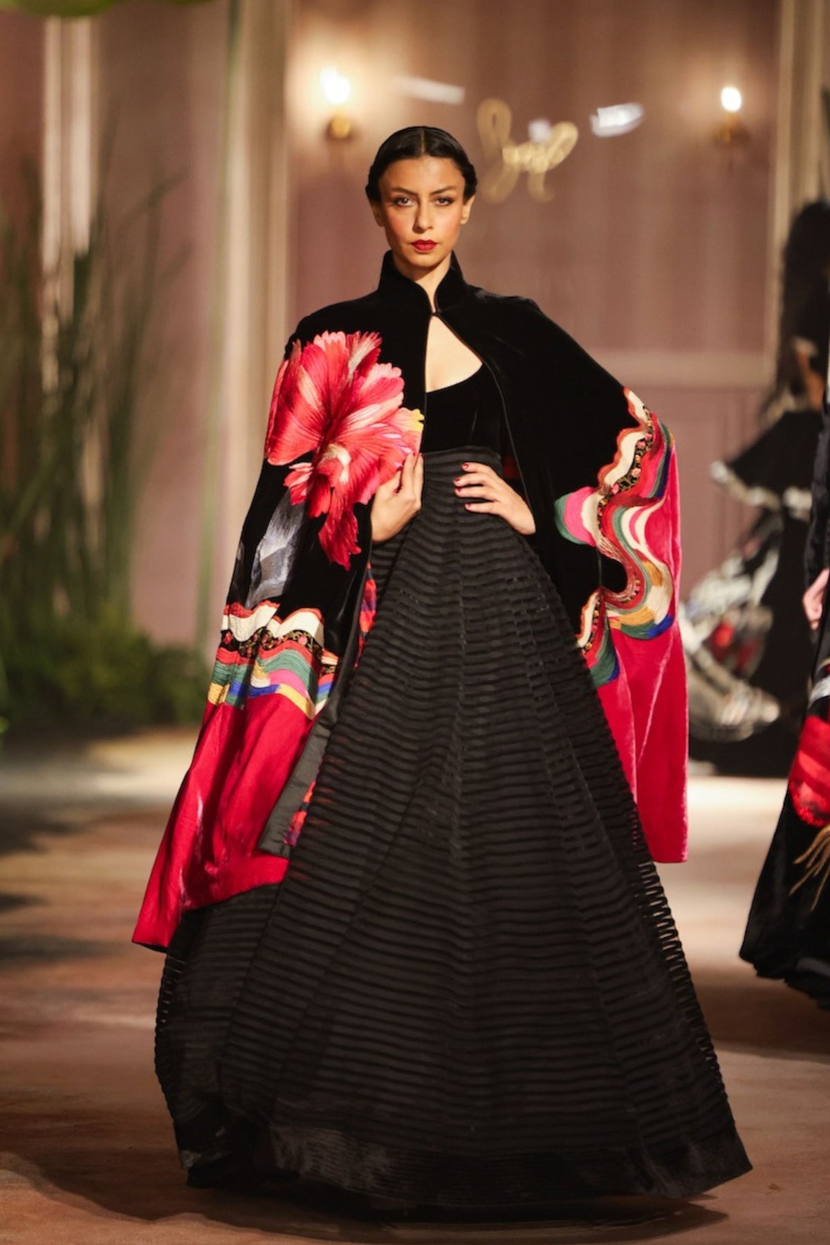 Black Net Anarkali Set