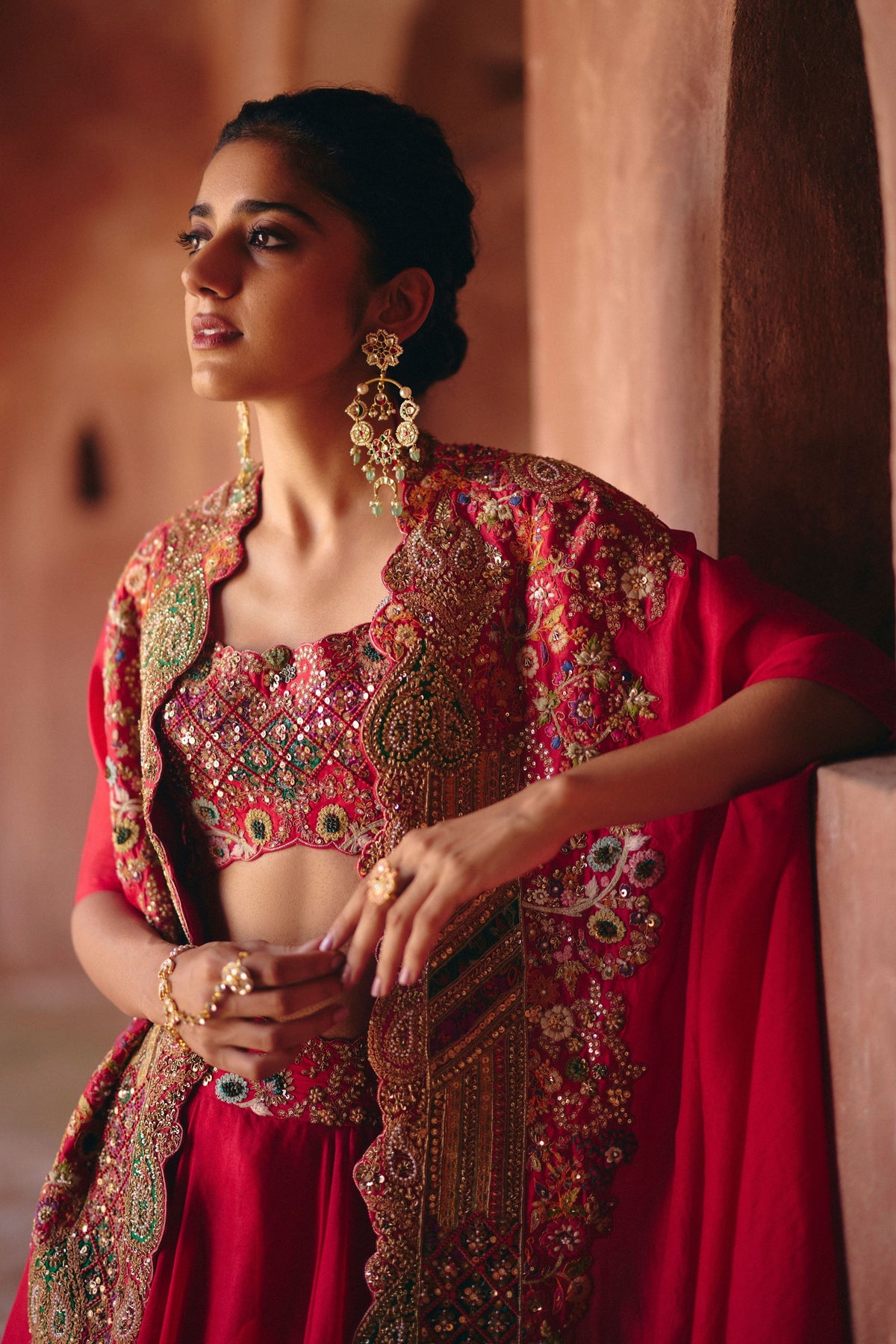 Gulrez Chanderi Cape Set