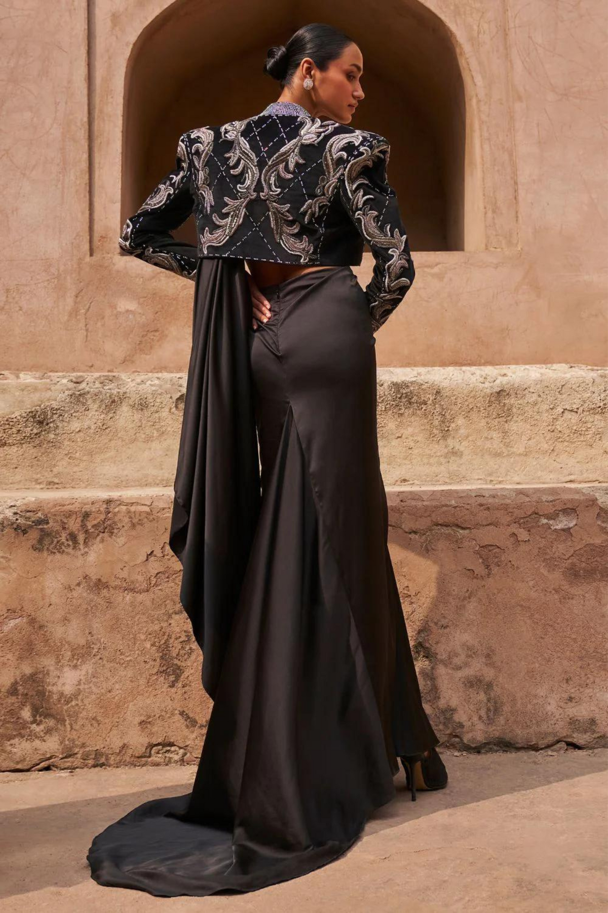 Mirage Crop Blazer saree set