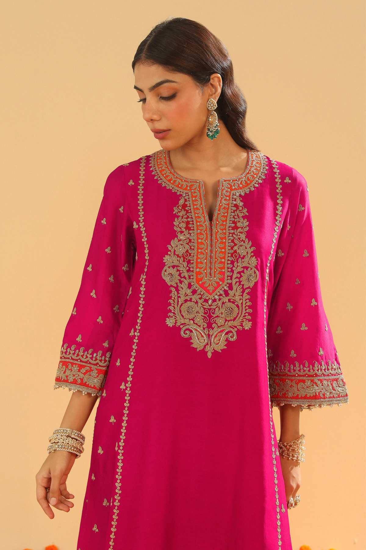 Hot Pink A-line Kurta Set