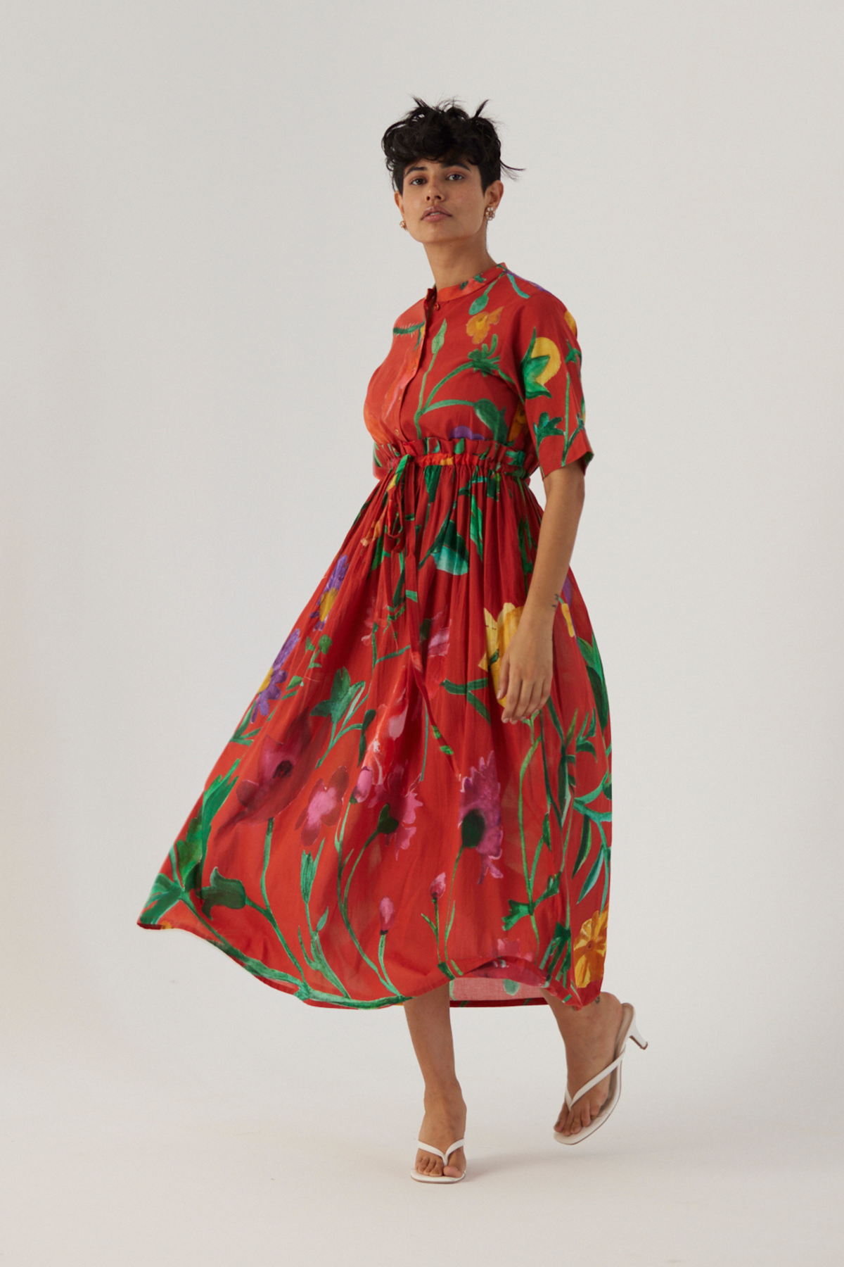 Red Gathered Dress