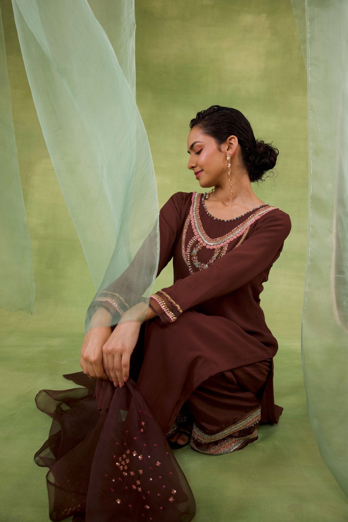 Walnut Brown Kurta Set - Radha Sharma - Elahe
