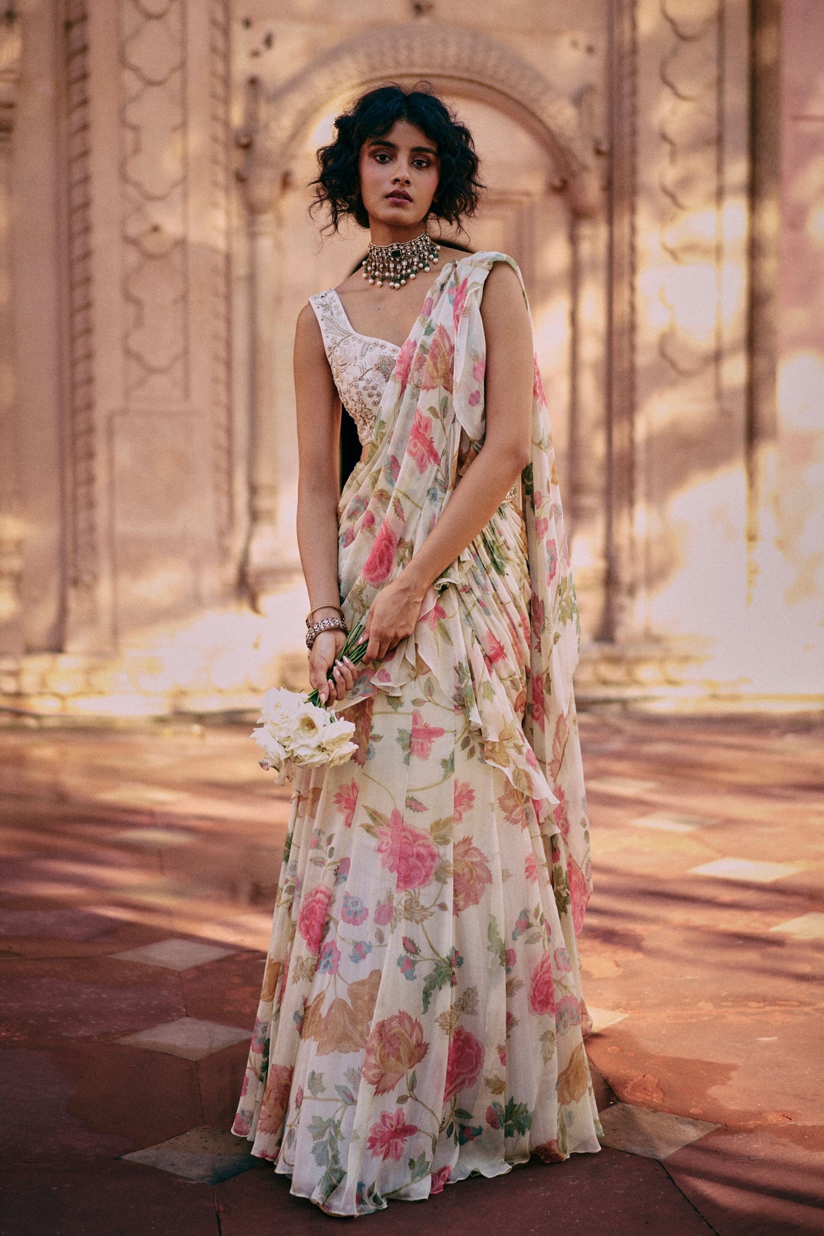 Pre-draped Saree Set