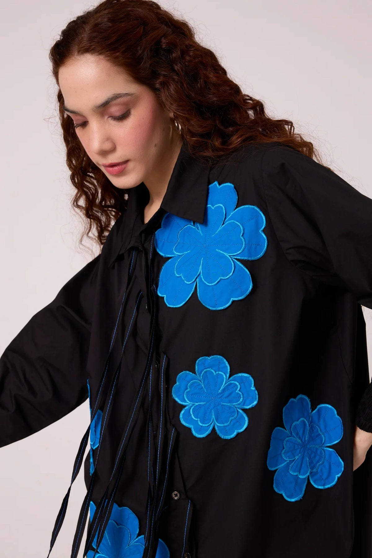 Sasha Applique Black Shirt