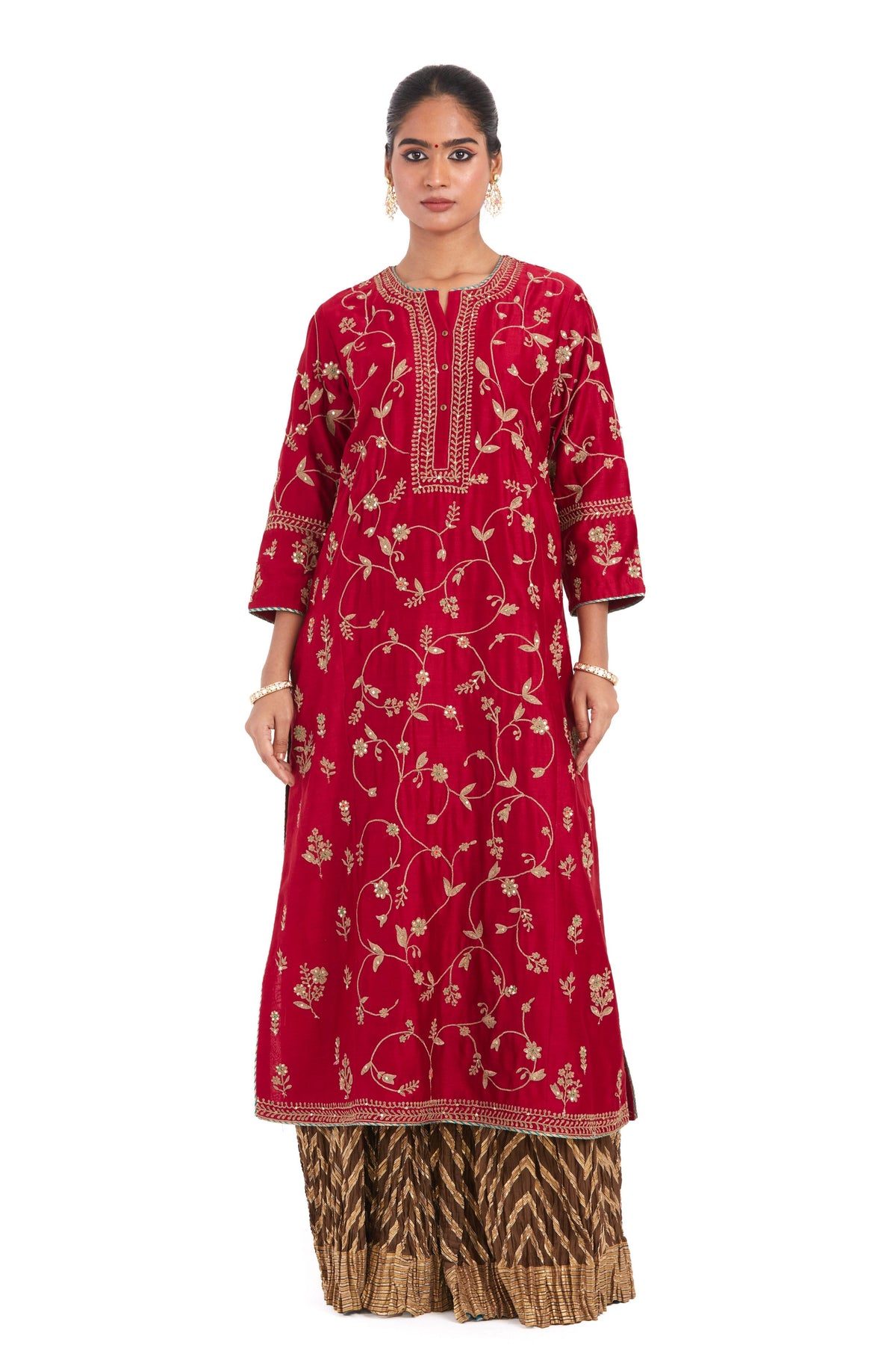 Red Chanderi Sharara Set