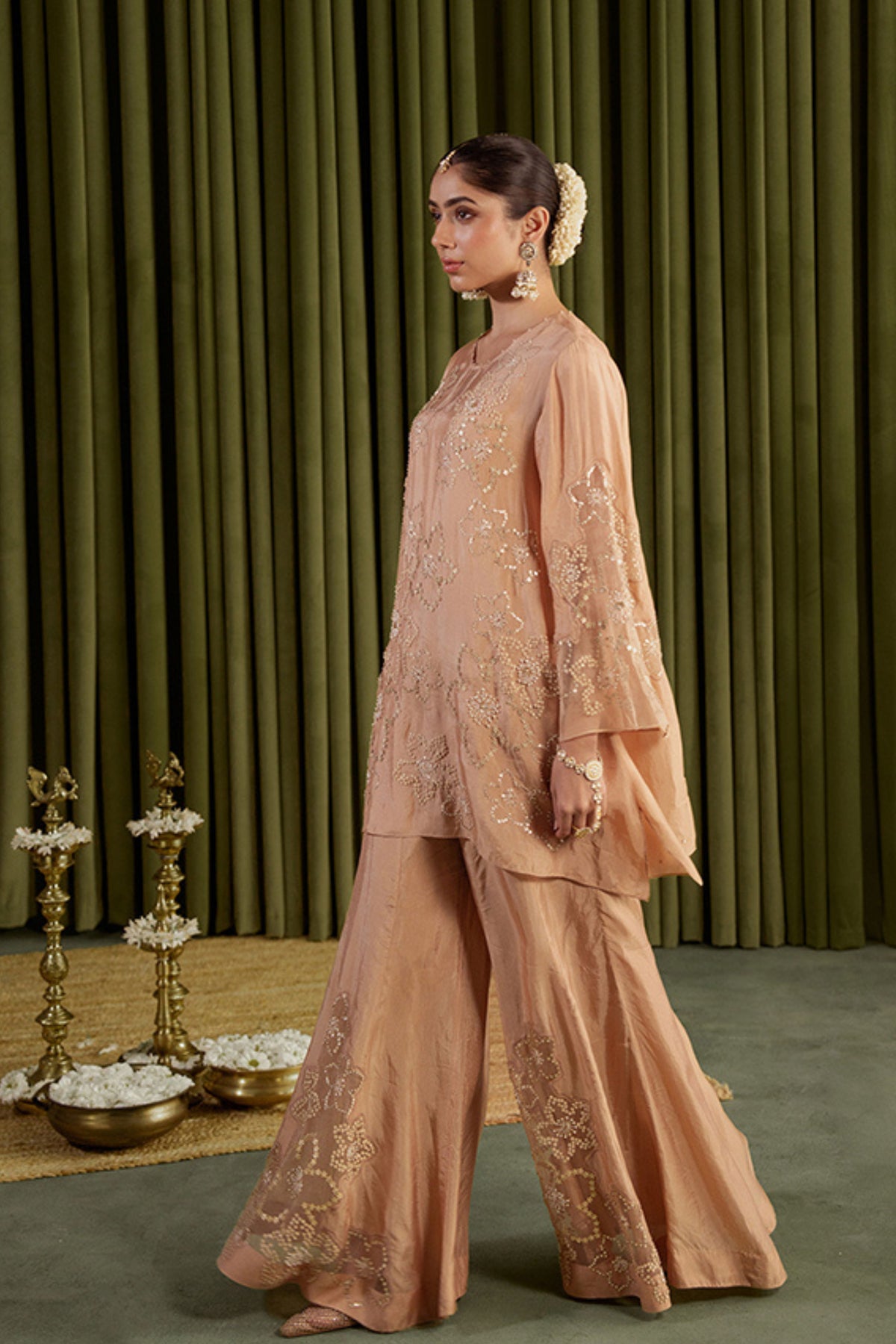 Gold Embroidered Sharara Set