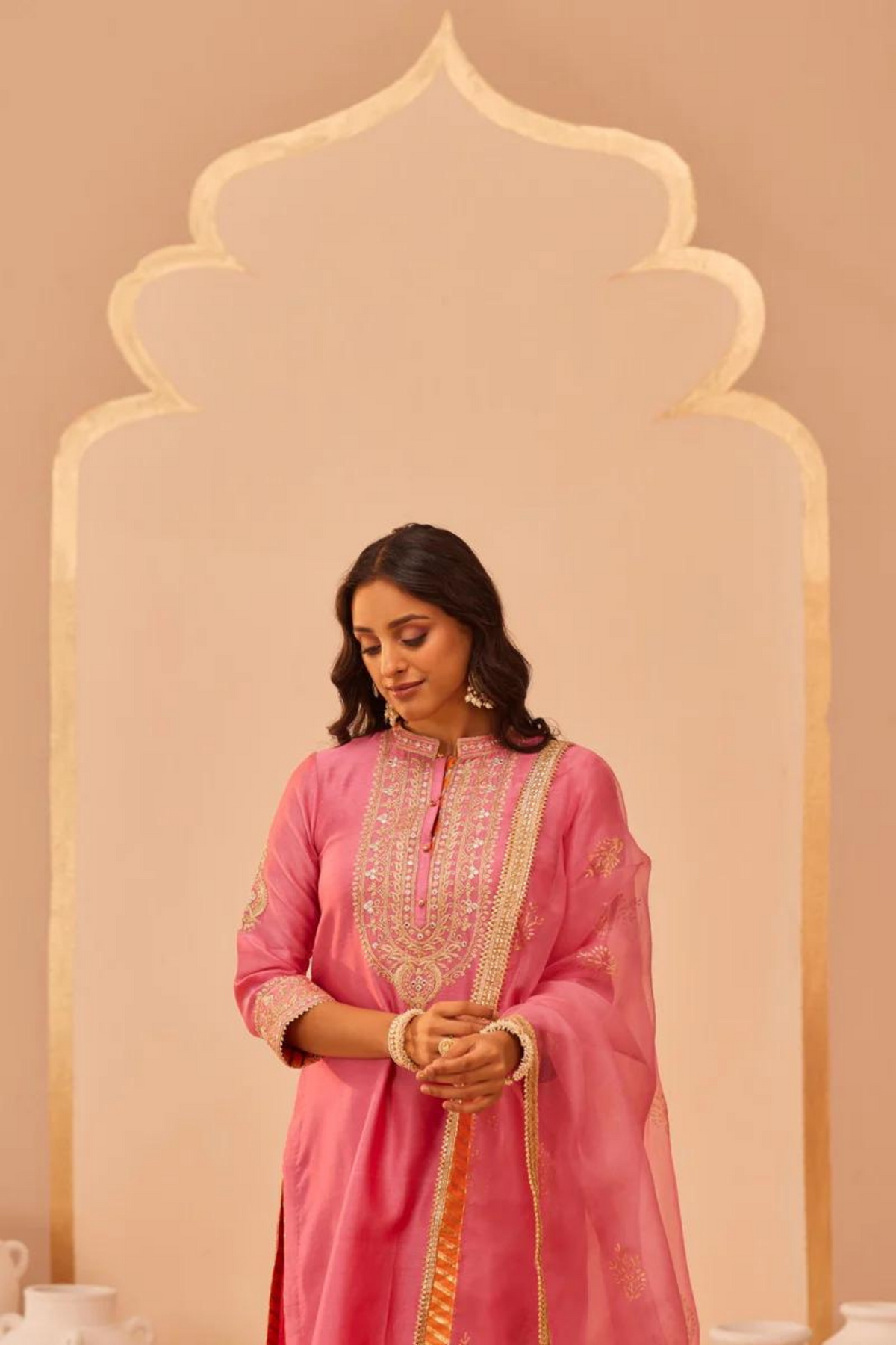 Zaniab Pink Long Kurta Set