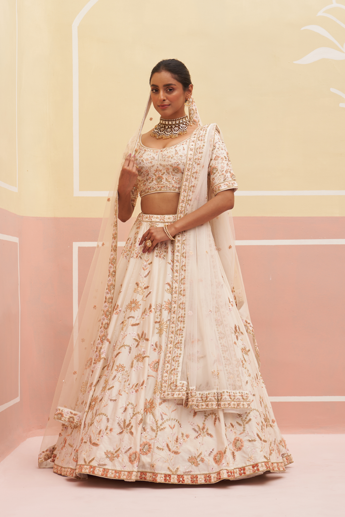 Ivory Silk Lehenga Set