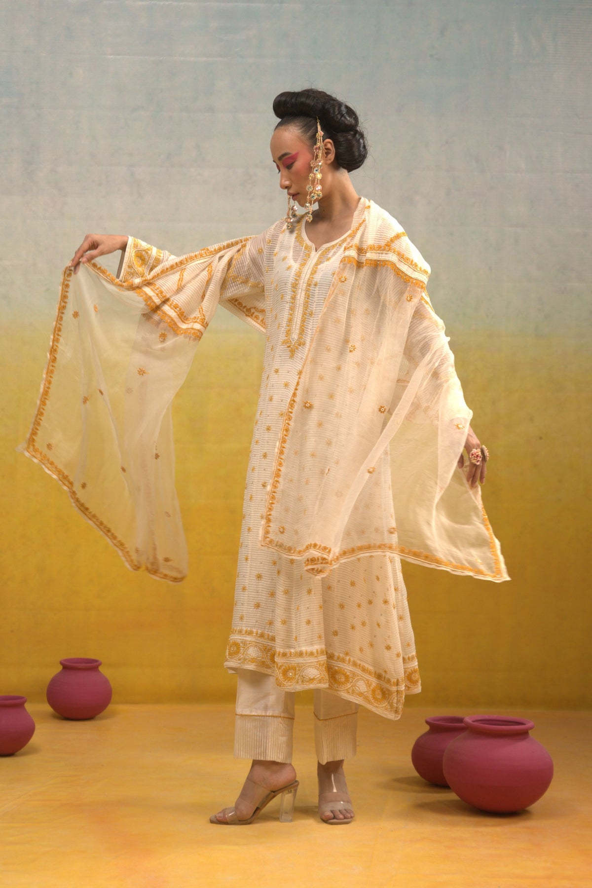 Ivory Anarkali Set