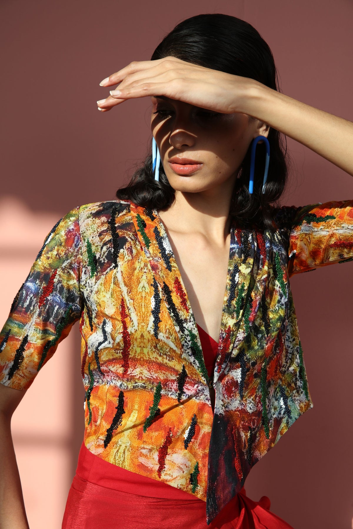 Multicolour Printed Jacket Set