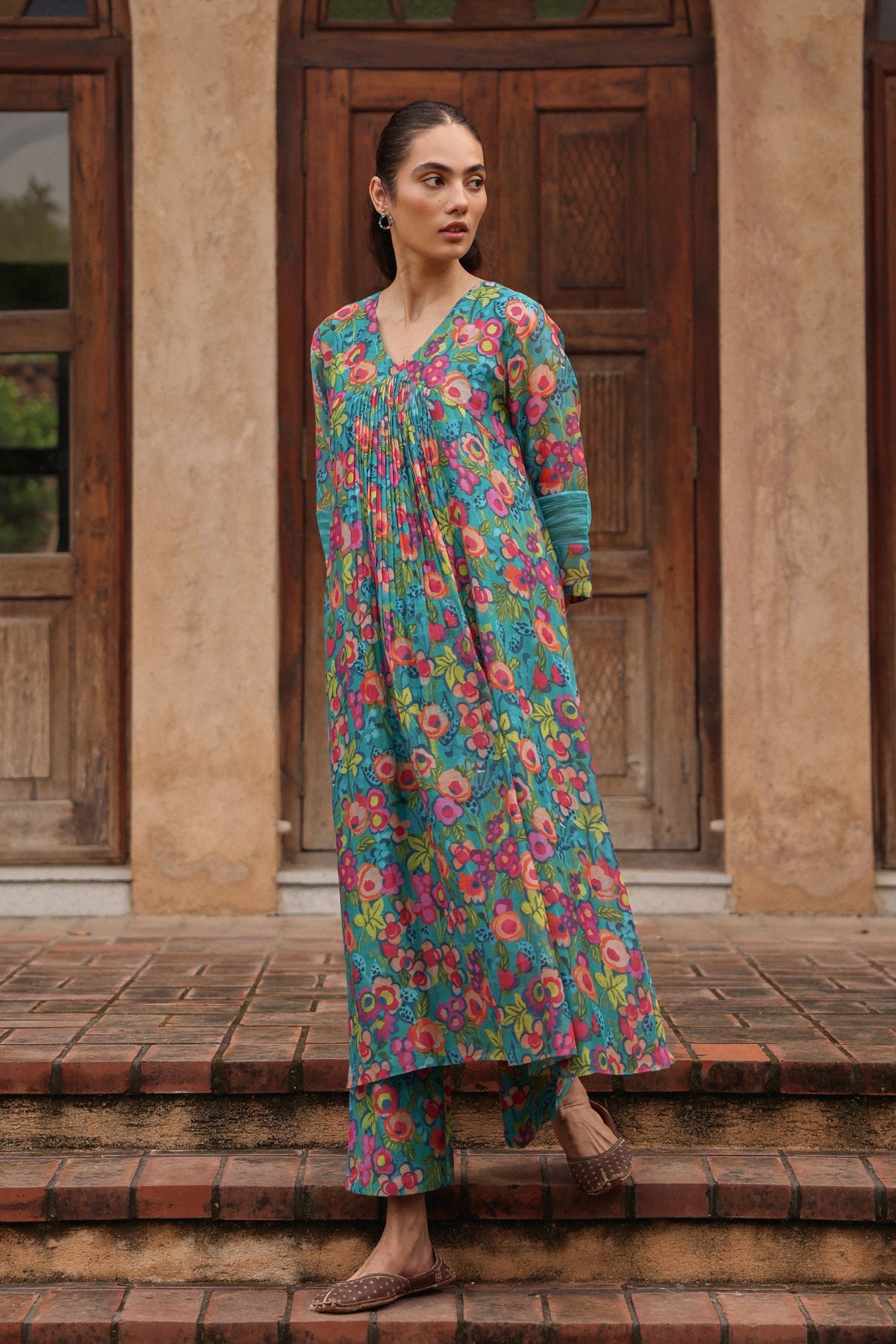 Teal Bloom Kurta Set