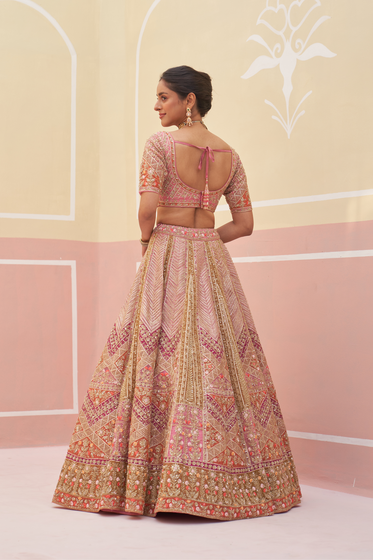 Pink Organza Lehenga Set