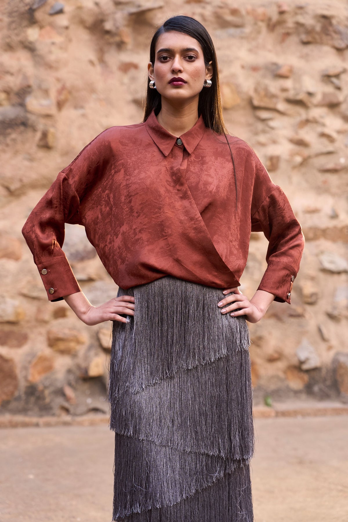 Umber Front Overlap Shirt